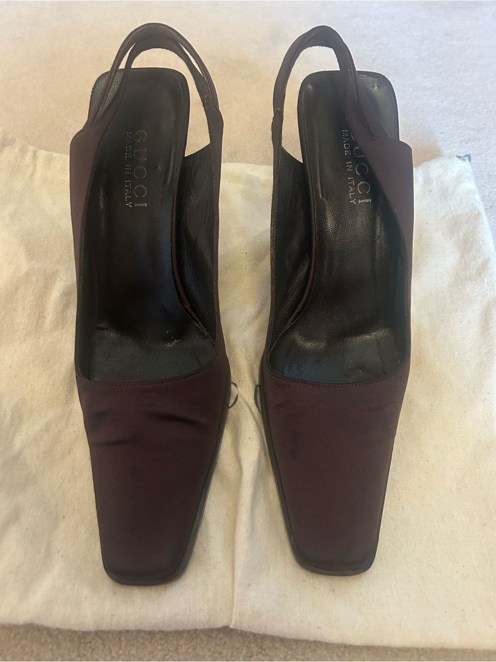 Gucci Women's Brown Satin Slingback Pumps
